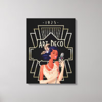 Art Deco 1920er Lady Singer Gold Frame Black