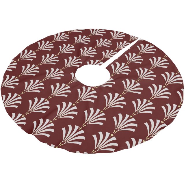 Art Deco 1920s Palmettos in Cranberry & White Polyester Weihnachtsbaumdecke (Schrägansicht)
