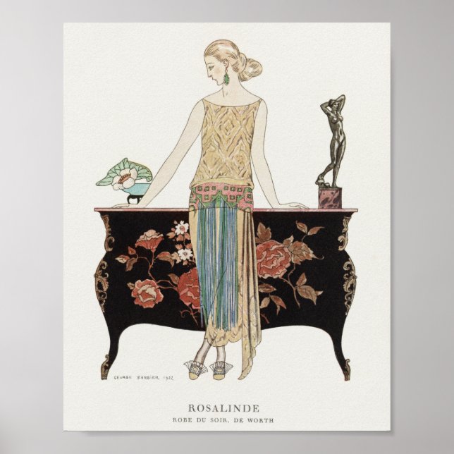 Art Deco 1922 Barbier Fashion Illustration Poster (Vorne)