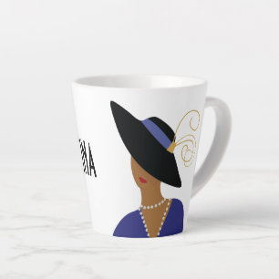 Art Deco 1930er Fashion Plate Frau in Black Hat Milchtasse