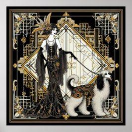 Art Deco 200 Elegante Frauen und Hunde Poster