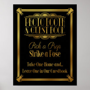 Art Deco 20er Stil „Fotokabine & Gästebuch“ Poster