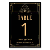 Art Deco 20s Black and Gold Wedding Tischnummer