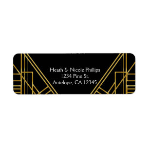 Art Deco 20's Gold & Black Gatsby Adresse Labels