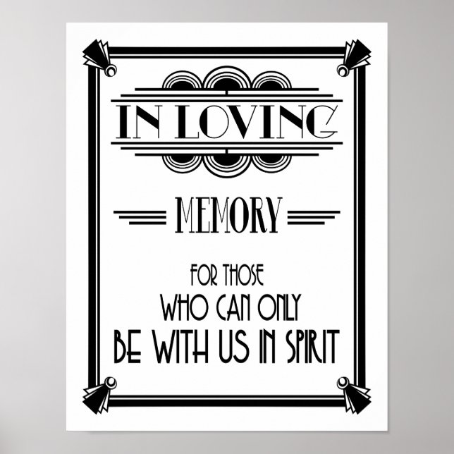 Art Deco 20's style "IN LOVING MEMORY Poster (Vorne)
