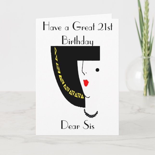 ART DECO 21. GEBURTSTAG GREETING CARD KARTE (Vorderseite)