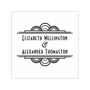 Art Deco 2 Name #3 Wedding Couple Permastempel