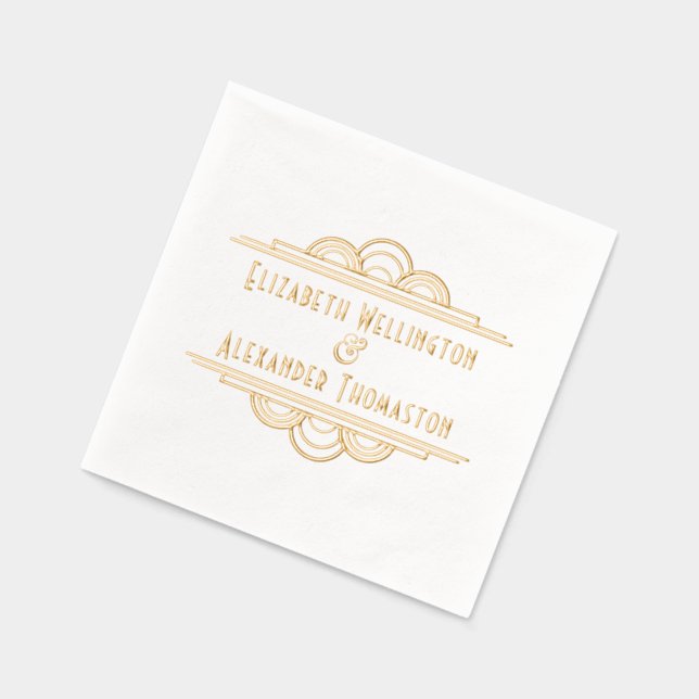 Art Deco 2 Name #3 Wedding Couple Servietten Mit Folie (Links)