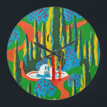 Art Deco #6 von Seguy im Emporio Moffa Große Wanduhr<br><div class="desc">Vintages Art Deco pochoir Design von Eugene Alain Seguy.</div>