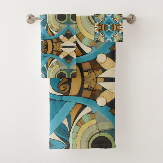 Art Deco Abstrakt Badhandtuch Set (Insitu)