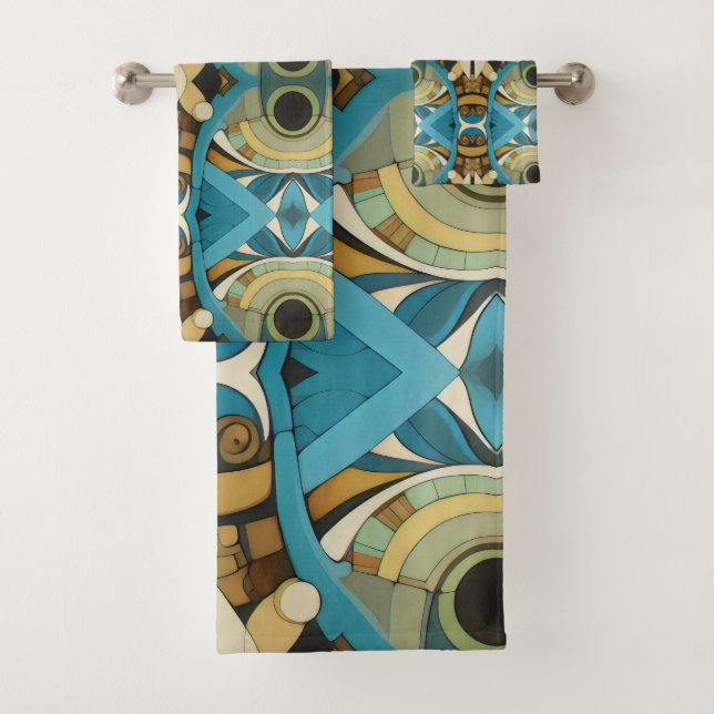 Art Deco Abstrakt Badhandtuch Set (Insitu)