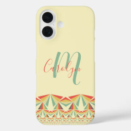 Art Deco Abstrakt, mädchenhaft, Name und Monogramm iPhone 16 Hülle