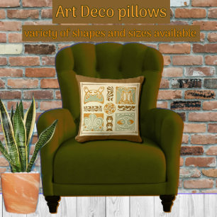 Art Deco Abstrakte Formen mit Blue Green und Gold Kissen