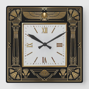 Art Deco Ägypten Quadratische Wanduhr