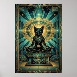 Art Deco ägyptische Pyramide Katzen Wandkunst Poster