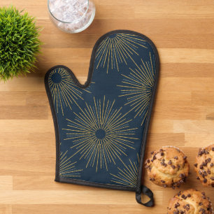 Art Deco Alabere Mitternachtsblaues Medaillon Ofenhandschuh