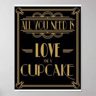Art Deco Alles, was Sie brauchen, ist Liebe und Ku Poster