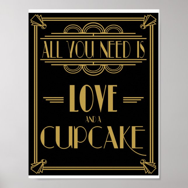 Art Deco Alles, was Sie brauchen, ist Liebe und Ku Poster (Vorne)