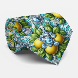 Art Deco Amalfi Zitrone Mediterranean Diamanten Krawatte
