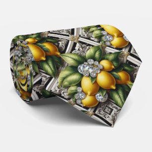 Art Deco Amalfi Zitrone Schwarz und Weiß Diamanten Krawatte