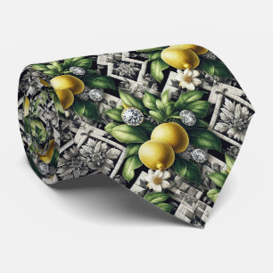 Art Deco Amalfi Zitrone Schwarz und Weiß Diamanten Krawatte
