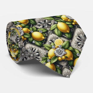 Art Deco Amalfi Zitrone Schwarz und Weiß Diamanten Krawatte
