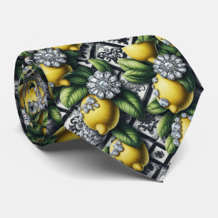 Art Deco Amalfi Zitrone Schwarz und Weiß Diamanten Krawatte
