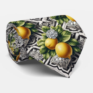Art Deco Amalfi Zitrone Schwarz und Weiß Diamanten Krawatte