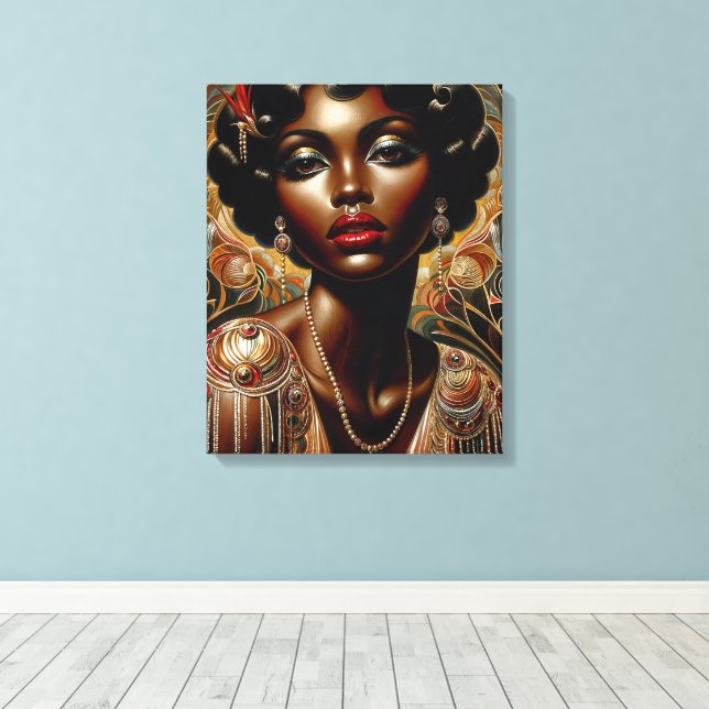 Art Deco American Portrait Leinwanddruck (Insitu (Holzboden))
