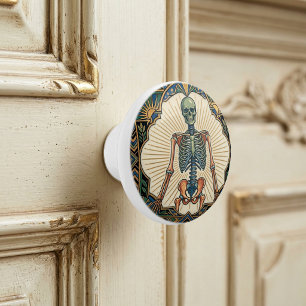 Art Deco Anatomisches Menschliches Skelett Knochen Keramikknauf
