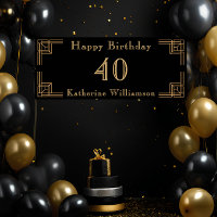 Art déco Anniversaire Noir Or les Années Folles 20