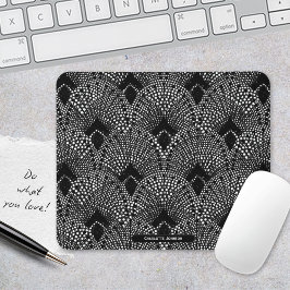 Art Deco Antracite Retro Peacock Muster Mousepad