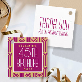 Art Deco Any Age Birthday Party Thank You Pink Geschenkanhänger