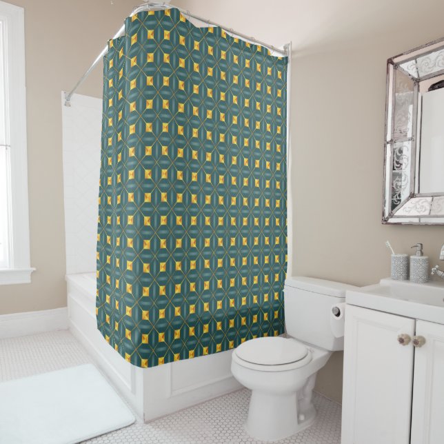 Art Deco Aquamarin Dusche Vorhang (Beispiel)