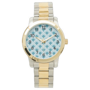 Art Deco Aquamarin Fans Armbanduhr