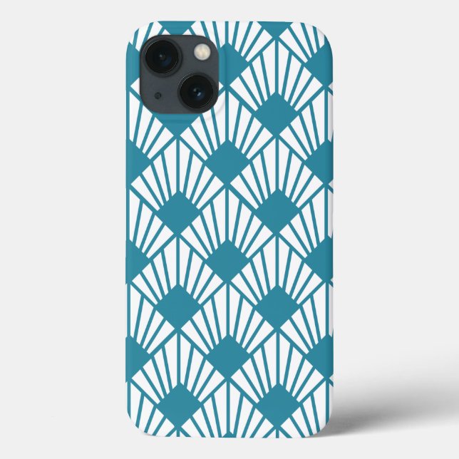 Art Deco Aquamarin Fans Case-Mate iPhone Hülle (Rückseite)