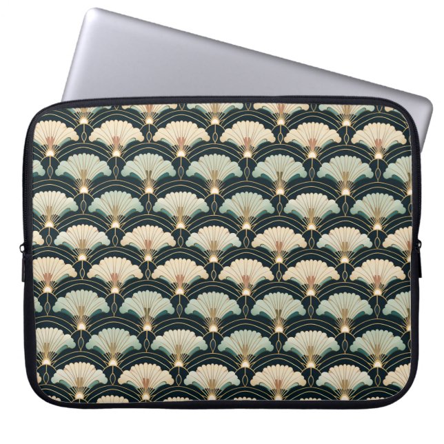 Art Deco Aquamarine Fans Notebook-Sieb Laptopschutzhülle (Vorderseite)