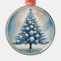 Art Déco Arbre de Noël Bleu Luxueux Ornements