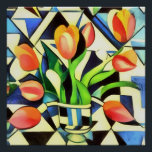 Art Deco Art Deco Poster<br><div class="desc">Künstlerische Art Deco Stil Tulips ist ein geometrisches Bild von roten Frühlingsblumen auf einem blauen Hintergrund. Ein dramatisches und extravagantes Design für Geburtstage, Jubiläen und nationalen Tulpentag: für Gärtner, Floristen und Tulpenliebhaber. Tulips sind ideal für den 11. Hochzeitstag, die Geburtstage im Juli, den nationalen Tulpentag und den Muttertag: perfekte Eleganz...</div>