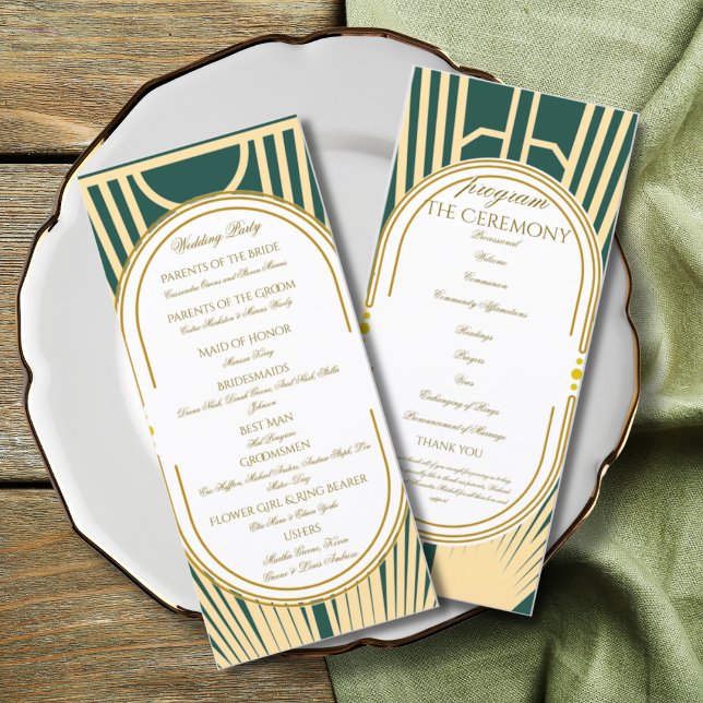 Art Deco Art Nouveau gestreifte Goldtöne Programm (Von Creator hochgeladen)