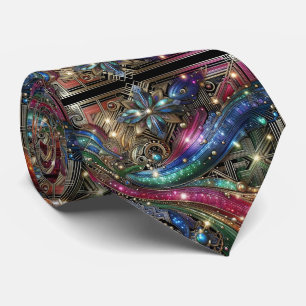 Art Deco Art Nouveau Regenbogen Leiterplatte Krawa Krawatte