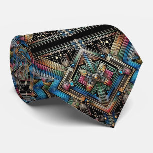 Art Deco Art Nouveau Regenbogen-Schaltkreisplatine Krawatte