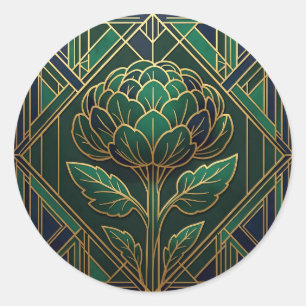 Art Deco Artischocke Runder Aufkleber