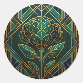Art Deco Artischocke Runder Aufkleber