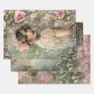 Art Deco Ästhetik Schweres Gewicht Decoupage Geschenkpapier Set