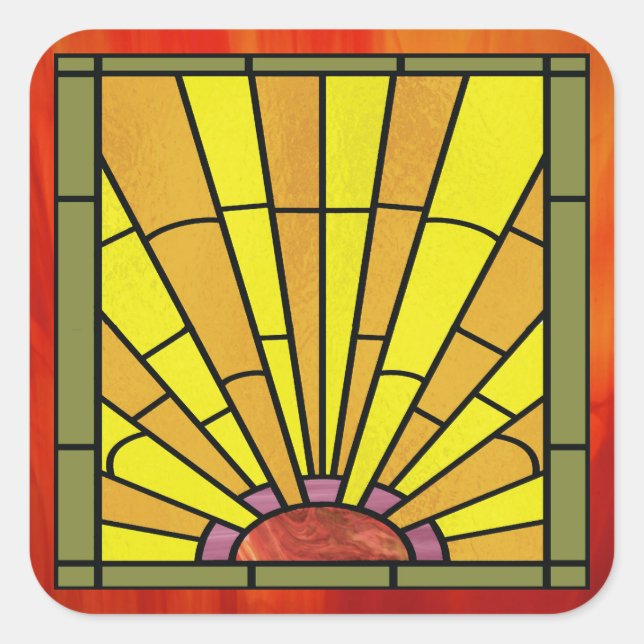 Art-Deco-Aufkleber aus Glas 3 Quadratischer Aufkleber (Vorderseite)
