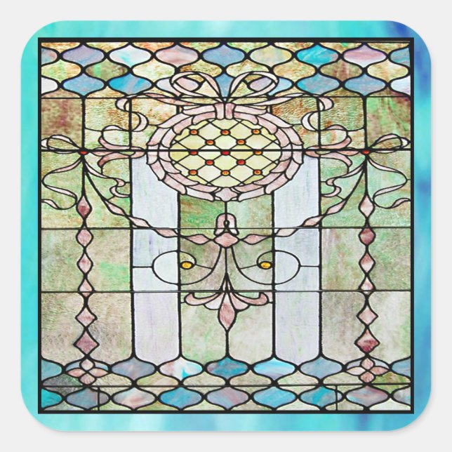 Art-Deco-Aufkleber aus Glas 4 Quadratischer Aufkleber (Vorderseite)