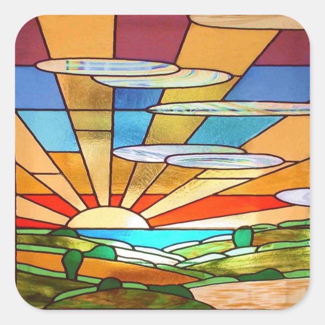 Art-Deco-Aufkleber aus Hartglas 1 Quadratischer Aufkleber (Vorderseite)