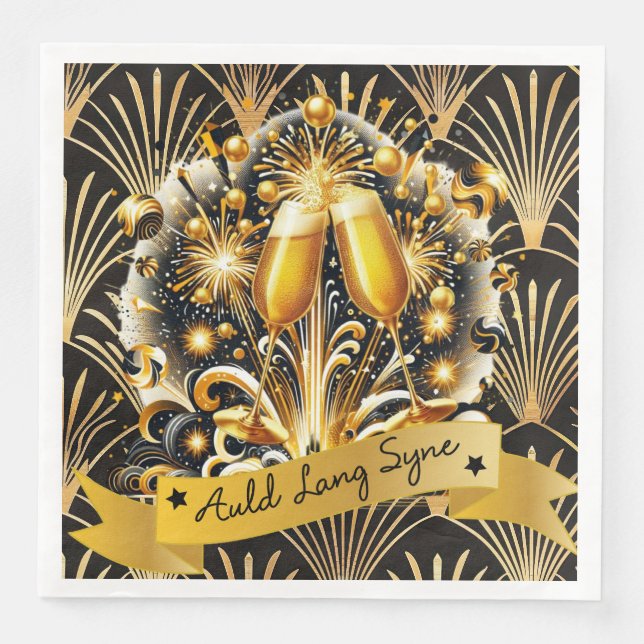 Art Deco Auld Lang Syne Serviette (Vorderseite)