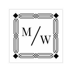 Art Deco aus Paar 2 Initial Monogram Diag Spacer Permastempel